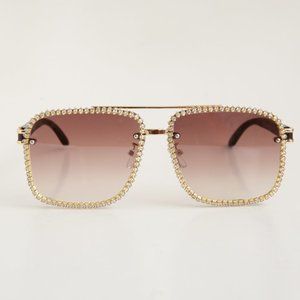 Wider Frame - Embellished Aviator - Rhinestones